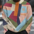Men's Color Block Geometric Art Print Knit Sweatshirt