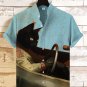 Men's Cool Black Cat Racer Art Print Casual Shirt