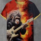 Men's Cool Monkey Guitar Rock Music Splatter Art T-Shirt
