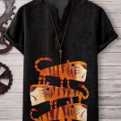 Men's Cute Abstract Tiger Art Print Casual V Neck T-Shirt