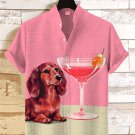 Men's Dachshund And Martini Cocktail Art Print Casual Shirt