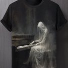 Men's Dark Horrible Ghost Pianist Art Print T-Shirt