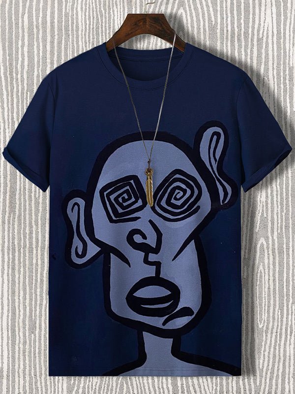Men's Dazed Face Abstract Art Print Casual T-Shirt