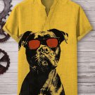 Men's Dog With Sunglasses Ink Painting Print V Neck T-Shirt
