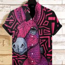 Men's Donkey Line Art Print Casual Shirt
