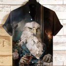 Men's Eagle Gentleman Drinking Art Print Linen Blend Shirt