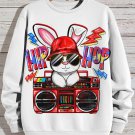 Men's Easter Rabbit Hip Hop Boombox Print Cotton Casual Sweatshirt