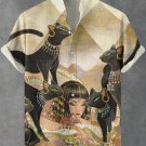 Men's Egyptian Girl And Black Cat Print Casual Shirt