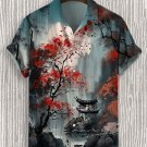 Men's Elegant Landscape Ink Painting Print Casual Shirt