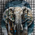 Men's Elephant Cobblestone Natural Stitching Art Print Casual Sweatshirt