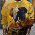 Men's Elephant Primitive Wild Art Print Casual Sweatshirt