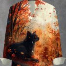 Men's Fall Black Cat Fluid Art Print Long Sleeve Shirt