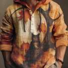 Men's Fall Cat Maple Tree Halloween Art Print Hooded Shirt