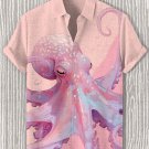 Men's Fantasy Octopus Graphic Print Casual Short Sleeve Shirt