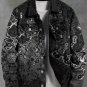 Men's Flame Splash Art Print Denim-Like Long Sleeve Shirt