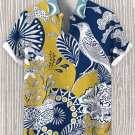 Men's Flower And Bird Pattern Art Print Linen Blend Shirt
