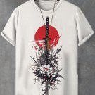 Men's Flower And Sword Japanese Art Print Casual T-Shirt