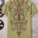 Men's Flower Vine Ethnic Pattern Art Print V Neck T-Shirt