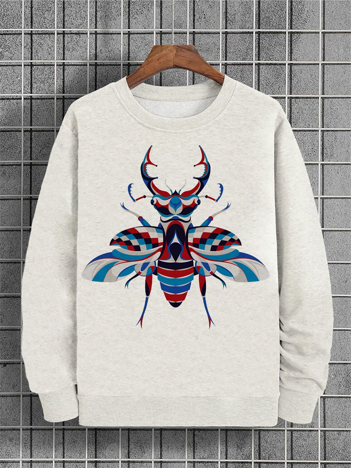 Men's Flying Insect Graphic Print Cotton Casual Sweatshirt
