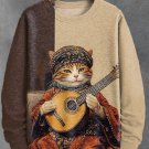 Men's Folk Cat Playing Oud Art Print Sweatshirt