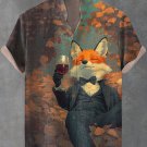 Men's Forest Fox Gentleman Red Wine Print Casual Shirt