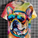 Men's French Bulldog Hippie Watercolor Art Print T-Shirt