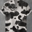 Men's Fun Art Black Cats Print Short Sleeve Shirt