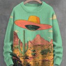 Men's Fun Desert UFO Print Knit Sweatshirt