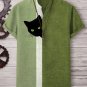 Men's Fun Hide And Seek Black Cat Print V Neck T-Shirt