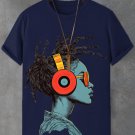 Men's Funny African Music Girl Print Cotton Casual T-Shirt