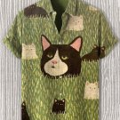 Men's Funny Black And White Cat In The Grass Art Print Short Sleeve Shirt
