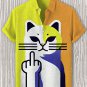 Men's Funny Cat Color Block Abstract Art Print Casual Shirt