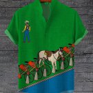 Men's Funny Cowboy Horse Art Print Casual Shirt