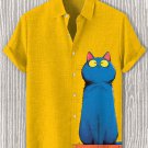 Men's Funny Cute Cat Art Graphic Print Short Sleeve Shirt