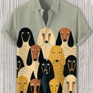 Men's Funny Dachshund Stacking Print Casual Short Sleeve Shirt