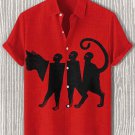 Men's Funny Paper Man Stitching Cat Art Print Short Sleeve Shirt