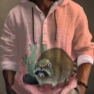 Men's Funny Screaming Raccoon Western Art Print Hooded Shirt