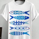 Men's Funny Tile Patterns Fish Kisses Graphic Print T-Shirt