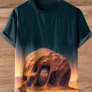 Men's Future Science Fiction Desert Night Sky Art Print Cotton And Linen T-Shirt