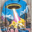 Men's Future Sci-Fi Art UFO Vintage Print Casual Sweatshirt
