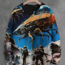Men's Futuristic Sci-Fi Art Expedition Print Knit Sweatshirt