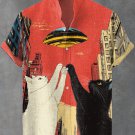 Men's Futuristic Sci-Fi Art UFO Cats Print Shirt