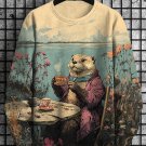Men's Garden Otter Afternoon Tea Print Casual Sweatshirt