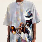 Men's Gentleman Black Play Jazz Oil Painting Print Casual T-Shirt