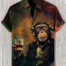Men's Gentleman Gorilla Boss Drinking Print Shirt