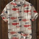 Men's Geometric Abstract Fish School Art Print Casual Shirt