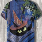 Men's Ghost Black Cat Halloween Print Casual T-Shirt