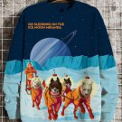 Men's Go Sledding On The Ice Moon Miranda Sled Dogs Colorblock Art Print Casual Sweatshirt