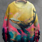 Men's Golden Whale Ocean Art Print Knit Sweatshirt