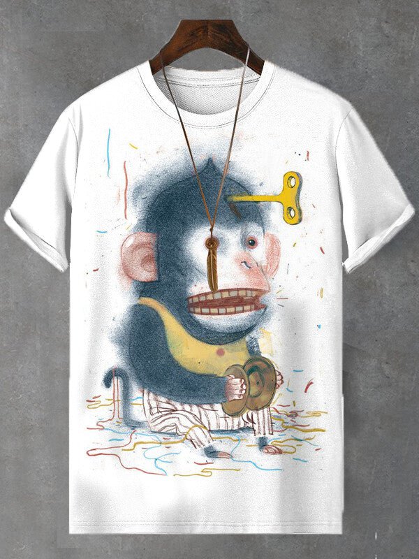Men's Gorilla Percussion Toy Print Casual T-Shirt